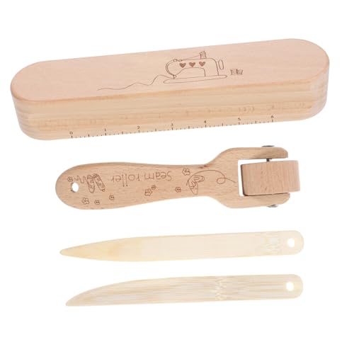 OFFIGAM 4 Stück Teiliges Set Buchenholz für Nahtroller und Punktwender zum Glätten von Stoffen Nähzubehör für Quilting und Bügeln zu Textilien von OFFIGAM