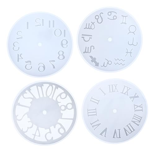 OFFIGAM 4 Stück Teiliges Silikon Uhrenform für DIY Projekte Römische Ziffern Hitzebeständig für Epoxidharz und Kreative Bastelarbeiten Geeignet für Backofen und Mikrowelle von OFFIGAM