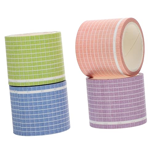 OFFIGAM 4 Stück Washi Tape Kariertes Dekoratives Klebeband für Scrapbooking DIY Projekte Tagebücher und Kalender Leicht Ablösbar für Kreative Bastelarbeiten Zufällige Zufällige Farbe von OFFIGAM