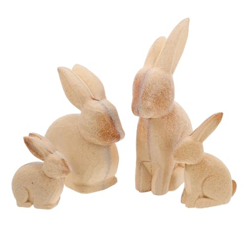 OFFIGAM 4 Stück -holzschnitzereien, Hasenstatue, Holz, Handgeschnitzte Hasenfigur, Unbehandelte Holzskulpturenmodelle Für Diy-ostertischdekorationen, Beige OFFIGAM 4 Stück -holzschnitzereien, Hasenstatue, Holz, Handgeschnitzte Hasenfigur, Unbehandelte Holzskulpturenmodelle Für Diy-ostertischdekorationen, Beige von OFFIGAM
