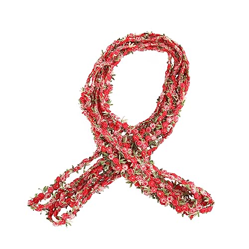 OFFIGAM 4.5M Dunkelrotes Blumenband Baumwollspitze Dekorative Borte für Hochzeitsapplikationen und DIY Nähprojekte Kissenbezüge und Mehr von OFFIGAM