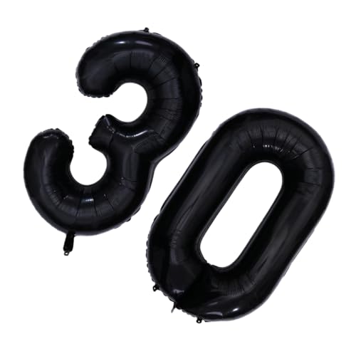 OFFIGAM 40 30 Partyballons Dekorationen Nummernballons Schwarz Abschlussball Hochzeitsdeko Jubiläumsballons Zahlenballons Folienballons von OFFIGAM
