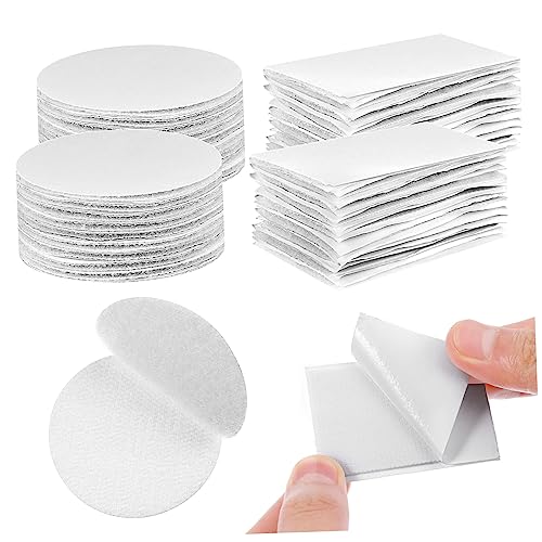 OFFIGAM 40 Stück Klettband Selbstklebend Rechteckige und Runde Klettpunkte Multifunktionale Selbstklebende Pads für und Stark Haftend Wiederverwendbar von OFFIGAM