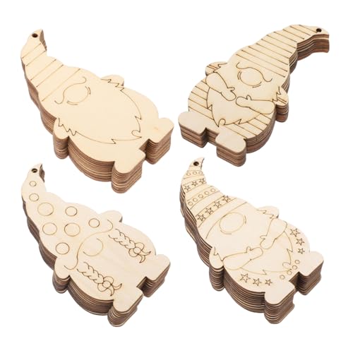 OFFIGAM 40 Stück Unbearbeitete Holz Gnome Anhänger DIY Holz Graffiti Dekoration für Weihnachten Basteln und Kreative Projekte für Weihnachtsbaum und Festdekoration von OFFIGAM