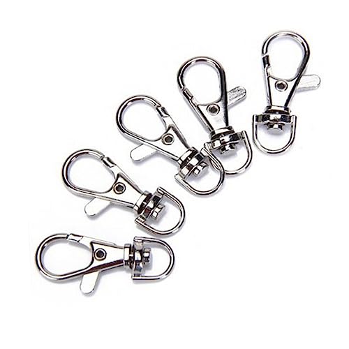 OFFIGAM 40Stücke Robuster Metall Karabinerhaken mit Drehgelenk Set Silber für Schlüsselanhänger DIY Projekte und Bastelarbeiten von OFFIGAM