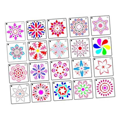 OFFIGAM 44 Stück Malvorlage Schablonen zum Malen Nummer Schablone wiederverwendbar Punkt-Mandala-Vorlage Wandschablone Zeichenschablone Malwerkzeug Malschablonen Weiß von OFFIGAM