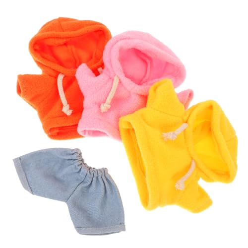 OFFIGAM 4Stücke Puppenkleidungsset für Plüschbären Teiliges Outfit mit Hoodie und Hose Austauschbare Kleidung für Puppen und Bären Weiches und Sicheres Material für Kreative von OFFIGAM