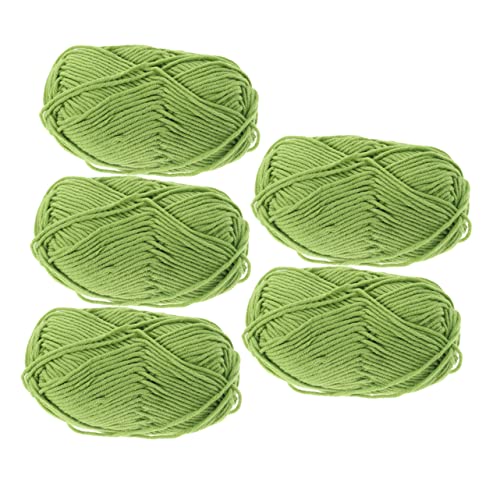 OFFIGAM 5 Rollen Baumwollgarn für Diy Handarbeiten Hochwertige Flexible Häkelwolle Grasgrün für Strickprojekte Handwerk und Makramee von OFFIGAM