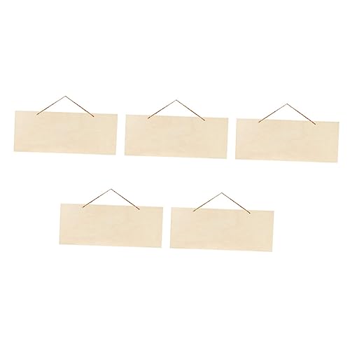 OFFIGAM 5 Stück Hängende Holzschilder Set Blanko Holzplatten mit Seil für DIY Dekoration zur Beschriftung Bemalbar und Vielseitig Einsetzbar für Kreative Projekte und Anlässe von OFFIGAM