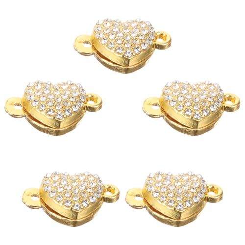 OFFIGAM 5 Stück Teiliges Herz Magnetverschluss Kleine Metall Herzcharms für Armbänder Magnetische Schmuckverschlüsse für Diy und Armbänder Goldfarbe von OFFIGAM