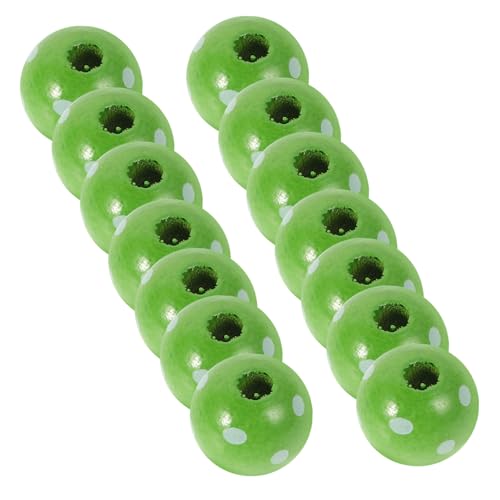 OFFIGAM 50 Stück Grünes Holzperlen mit Punkten Bastelperlen für Schmuckherstellung Diy Deko für Patrick's Day Vielseitig Einsetzbar für Kreative Projekte und Heimdekoration von OFFIGAM