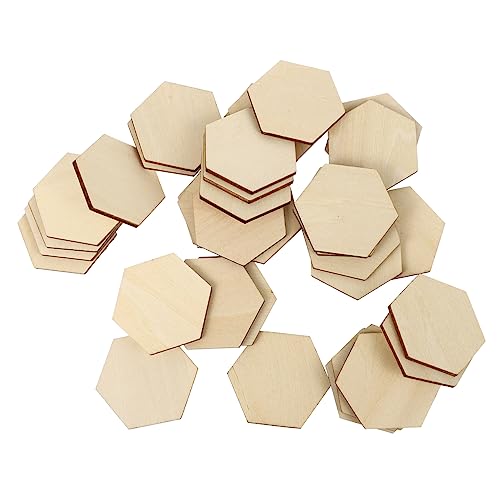 OFFIGAM 50 Stück Holzornamente Pack Sechseckige Holzstückchen für DIY Bastelarbeiten Hochzeits und Weihnachtsdekorationen für Kreative Projekte mit Familie und Freunden von OFFIGAM