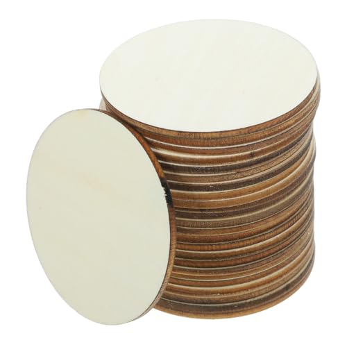 OFFIGAM 50 Stück Runde Holzscheiben für DIY Deko Unvollendete Holzornamente Naturholz für Bastelprojekte Hochzeitsdekoration und Kreative Malerei von OFFIGAM