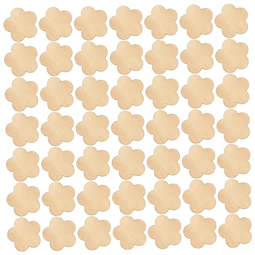 OFFIGAM 50 Stück Unvollendete Holzscheiben für DIY Hochzeitsdeko Bastelzubehör mit Blumenmuster Hängende Ornamente für Hochzeit Weihnachten und Home Decor von OFFIGAM