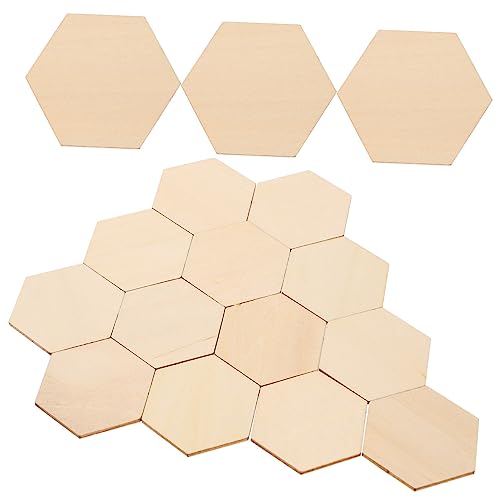 OFFIGAM 50Stück Sechseckige Holzstücke Buchenholz DIY Ornamente für Hochzeit Geburtstag und Weihnachten Natürliche Hängeornamente zum Basteln und Dekorieren von OFFIGAM