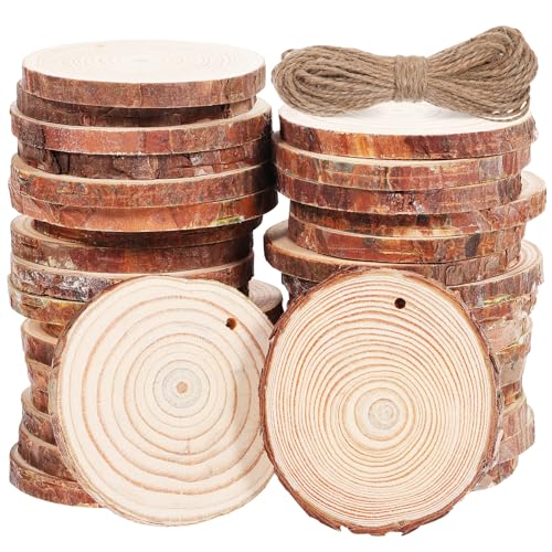 OFFIGAM 50Stücke Unlackierte Holzscheiben mit Juteschnur Runde Holzscheiben für DIY Bastelarbeiten Rustikale Deko für Weihnachten und Besondere Anlässe OFFIGAM 50Stücke Unlackierte Holzscheiben mit Juteschnur Runde Holzscheiben für DIY Bastelarbeiten Rustikale Deko für Weihnachten und Besondere Anlässe von OFFIGAM