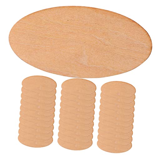 OFFIGAM 50Stücke Unvollendete Ovale Holzscheiben Dickem Lindenholz DIY Dekorationsmaterial Natürliche Holzfarbe für Bastelprojekte und Ornamente von OFFIGAM