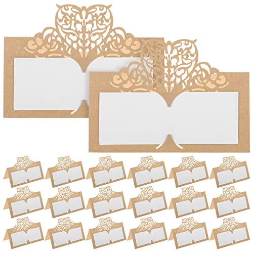 OFFIGAM 50Stücke Vintage Herz Platzkarten Kreative Sitzkarten für Hochzeiten Partys und Feiern Beige für Tischdekoration von OFFIGAM
