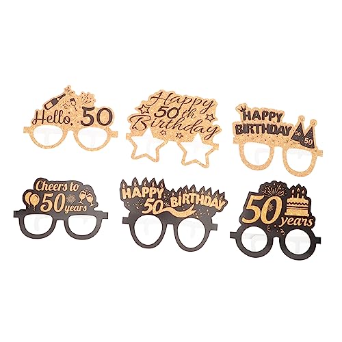 OFFIGAM 6 Paare Papierbrillen Requisiten 18. Geburtstags-Fotokabinenbrille Blau Neuartige Brillen-Foto-Requisiten Ehemann gläser party zubehör erwachsene rave brillen birthday brille Bunt von OFFIGAM