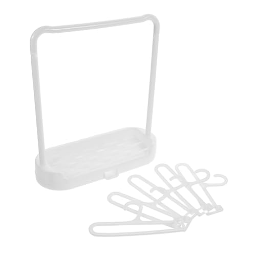 OFFIGAM 6 Stück Baumwollbabykleidung Rack Puppen Kleidung aufhängen Faltbarer Kleiderhänger Leichte Reinigung Kleiderbügel platzsparende Kleiderbügel Kleidungsstück Zubehör Plastik Weiß von OFFIGAM