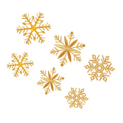 OFFIGAM 6 Stück Goldene Schneeflocken Stoffapplikationen Bügelbare DIY Patches für Weihnachten Verschönern von Kleidung und Accessoires zum Reparieren und Dekorieren von OFFIGAM