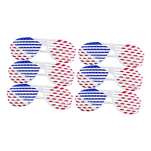 OFFIGAM 6stücke Amerikanische Flaggen-muster Jalousie-sonnenbrillen Lustige Partybrille Für Unabhängigkeitstag Fotorequisiten Und Feierlichkeiten Geeignet Für Erwachsene von OFFIGAM