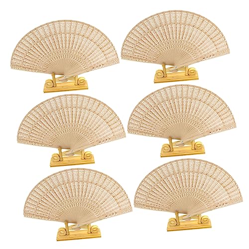 OFFIGAM 6 Stück Vintage Klappfächer aus Holz Handgefertigte Fächer mit Durchbrochenem Design für Hochzeiten und Tanzveranstaltungen Beige OFFIGAM 6 Stück Vintage Klappfächer aus Holz Handgefertigte Fächer mit Durchbrochenem Design für Hochzeiten und Tanzveranstaltungen Beige von OFFIGAM
