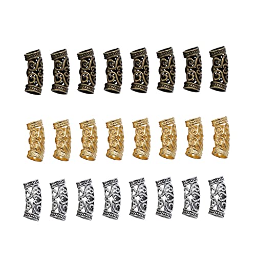 OFFIGAM 60Stücke Dreadlocks Haarschmuck Dekoration Gebogene Rohr Spacer Perlen Legierung mit Holzmaserung Vintage DIY Schmuckherstellung Zubehör für Armbänder und Halsketten Mixed von OFFIGAM