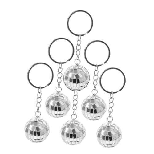 OFFIGAM 6Stücke Disco Spiegelkugel Schlüsselanhänger Silber Partyzubehör für Versammlungen Weihnachtsgeschenke Kompakt und Tragbar Vielseitig Einsetzbar von OFFIGAM