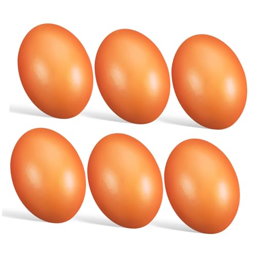 OFFIGAM 6Stücke Holz Eier Unfertige Malerei Eier für DIY Bastelarbeiten Realistische Dekoration für Osterfest und Hühnerstallzubehör Kreative Projekte von OFFIGAM