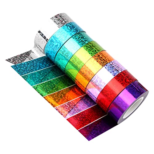 OFFIGAM 8 Rollen Kleidung Laserband Dekoratives Klebeband Gemischtes Band Glänzendes Band Farbiges Abdeckband Bunt Glitzerndes Scrapbook-klebeband Bastelband Aus Stoff von OFFIGAM