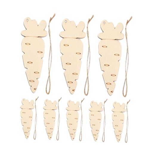 OFFIGAM 8 Stück Karotten-hackschnitzel-anhänger Osterhängedekoration Accessoires Für Die Gartenparty Osterhandwerk Dekoration Osterbaum Hängende Ornamente Ostern-diy-dekoration Beige Holz von OFFIGAM