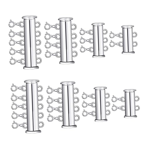 OFFIGAM 8 Stück Schiebeverschluss Perlenverschluss für Armbänder und DIY Schmuck Zubehör Silber für Mehrsträngige Designs Einfach zu Verwenden Leicht und Langlebig von OFFIGAM