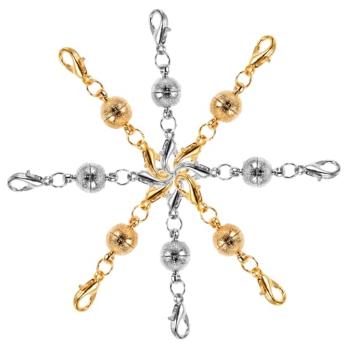 OFFIGAM 8 Stück Teiliges Magnetische Runde Karabinerverschlüsse in Gold und Silber DIY Schmuckverbinder für Halsketten und Armbänder Praktische Verlängerung mit Einfacher Einhandbedienung OFFIGAM 8 Stück Teiliges Magnetische Runde Karabinerverschlüsse in Gold und Silber DIY Schmuckverbinder für Halsketten und Armbänder Praktische Verlängerung mit Einfacher Einhandbedienung von OFFIGAM