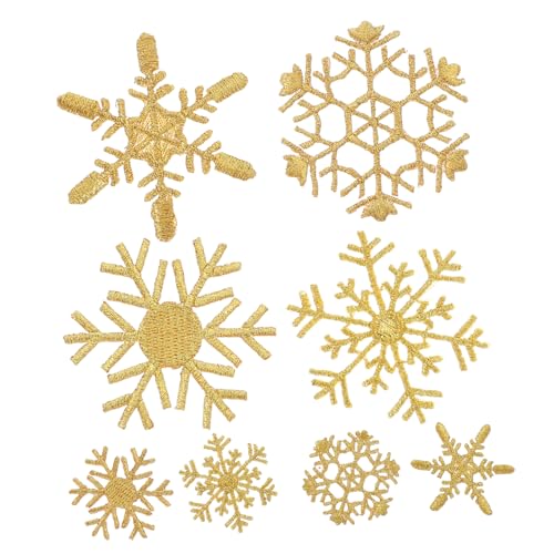 OFFIGAM 8 Stück bestickter Aufnäher mit Schneeflocken schuhreparatur embroidery thread Flicken für Kleidung Flicken für Hosen weihnachtsdeko Patches nähen Stoffpatch mit Schneeflocken von OFFIGAM