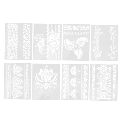 OFFIGAM 8Stücke Retro Schablonen DIY Malerei Schablonen Pet für Wandgestaltung Scrapbooking und Textildesign Langlebig und für Anfänger von OFFIGAM
