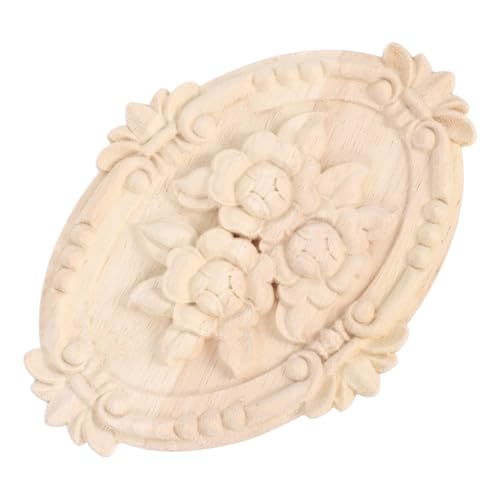 OFFIGAM Blume Geschnitzte Holzapplikation Für Möbel, Aus Holz Geschnitzte Onlay-applikation, Ovale Mittelschnitzerei Für Bett, Tür, Kamin, Schrank, Kommode von OFFIGAM