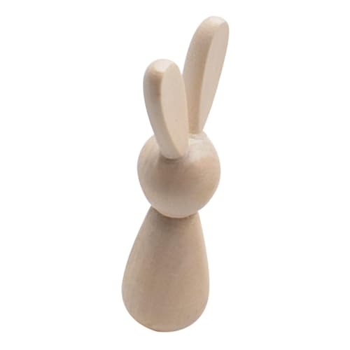 OFFIGAM DIY Unbemalte Holzfigur Hase Bastelset für Holzkunst Mini Holzpuppe zum Bemalen für Osterdeko und Gestaltung von OFFIGAM