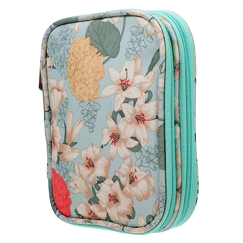 OFFIGAM Häkel Organizer Tasche Doppelter Reißverschluss Leere Aufbewahrung für Strick und Häkelzubehör für Reisen und Unterwegs Grün Geräumig und Langlebig von OFFIGAM
