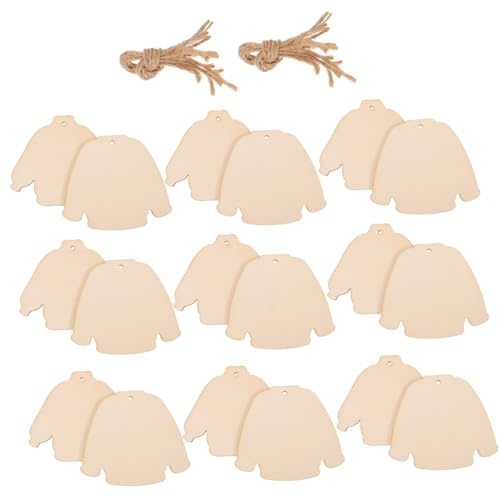 OFFIGAM Holzpulloverholzchips Holzpullover Baum Ausschnitte Ornament moderne Weihnachtsdekorationen DIY-Graffiti-Chip Form Dekorate Holzhandwerk Schmuck basteln Hanfseil von OFFIGAM