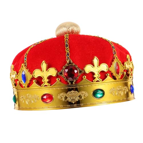 OFFIGAM Königskronenhut für Maskerade Aufführungen und Partys Rote Krone für Jungen und Kostümzubehör für Cosplay und Besondere Anlässe von OFFIGAM