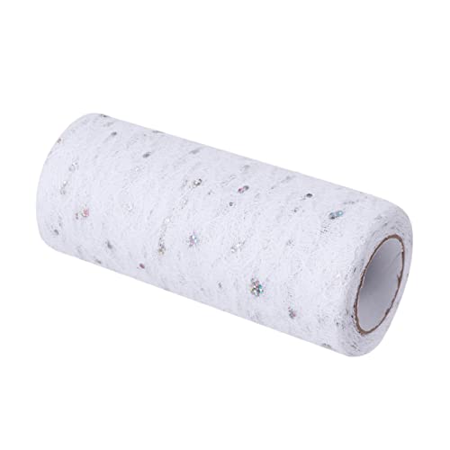 OFFIGAM Rollen Tüll für Geschenkverpackung Brautduschendekorationen Girlande Stoff Party Tischdekorationen hochzeitsdeko wedding decoration bastelzeug Tüll zur Dekoration Spitze Tüll Weiß von OFFIGAM