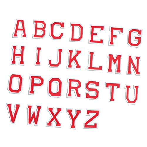 OFFIGAM Satz Buchstaben-Patch gestickter Alphabet-Patch Abzeichen nähen Vinyl Aufnäher für Kleidung Brief Buchstaben für Kleidung aufnähen kleine Buchstabenaufnäher rot von OFFIGAM