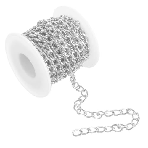 OFFIGAM Silberfarbene Schmuckkette Meterware Schmuckbastelset für Halsketten Armbänder DIY Metallkette mit Glatten Kanten zum Selbermachen für Schmuckliebhaber OFFIGAM Silberfarbene Schmuckkette Meterware Schmuckbastelset für Halsketten Armbänder DIY Metallkette mit Glatten Kanten zum Selbermachen für Schmuckliebhaber von OFFIGAM