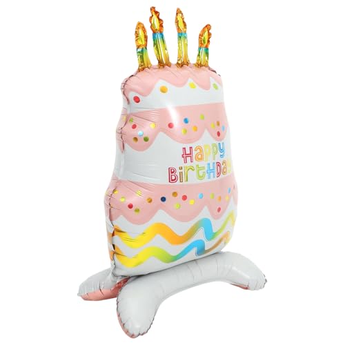 OFFIGAM Stehendes Cake Alu Folienballon für Geburtstagsfeiern Einzigartiges Design Verhindert Luftaustritt Dekorative Party Pinker Mehrschichtiger Kuchen von OFFIGAM