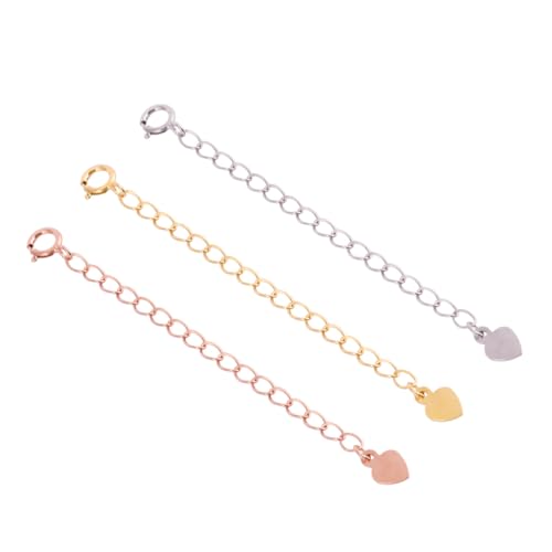 OFFIGAM Sterling Silber Verlängerungsketten Herzform Armband und Halskette Verlängerung Schmuckzubehör in Gold Silber und Roségold für Damen Schmucksets von OFFIGAM