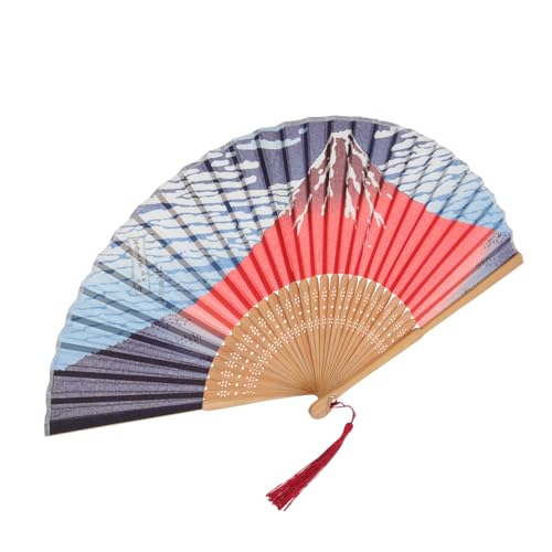 OFFIGAM Vintage Faltfächer aus Seide Japanischer Handfächer mit Bambusrahmen für Cosplay Dekoration und Besondere Anlässe von OFFIGAM
