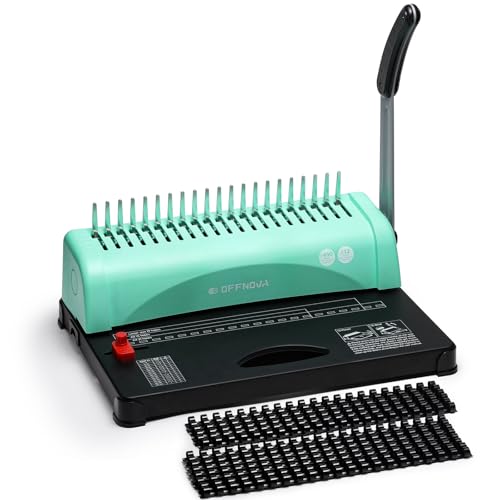 OFFNOVA Bindemaschine 21-Loch 450 Blatt Bindegerät, Spiralbindung Buchbinder Maschine mit Starter Kit Kamm Bindung Stacheln, für tägliche Office-Dokumente OFFNOVA Bindemaschine 21-Loch 450 Blatt Bindegerät, Spiralbindung Buchbinder Maschine mit Starter Kit Kamm Bindung Stacheln, für tägliche Office-Dokumente von OFFNOVA