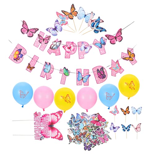 OFFSCH 1 Satz geburtstagsfeier dekoration farbige Aufkleber Geburtstagsdekorationen geburtstagsbanner Party Thema Spiralanhänger zum Geburtstag Banner für das Festival Holz Rosa von OFFSCH