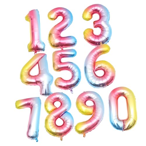 OFFSCH 10 Stück Aluminiumfolie Zahlenballons Gold Silber Schlanke Geburtstagsdeko Party Luftballons für Jubiläum Hochzeit Feier Kindergeburtstag von OFFSCH
